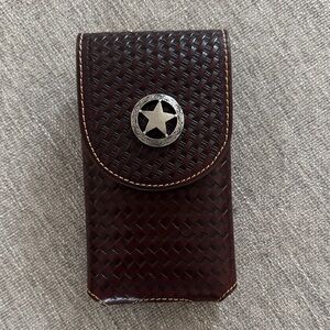 Brown Woven Phone Case with Star Accent